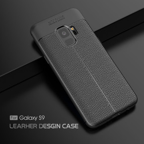 Луксозен силиконов гръб ТПУ кожа дизайн за Samsung Galaxy S9 G960 черен